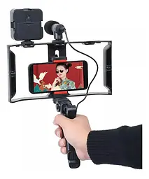 Комплект для влогінгу Video Making Kit AY49X для смартфона • Набір для блогінгу AY49X для смартфона з мікрофоном та світлом - мініатюра 3