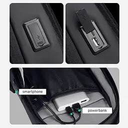 Рюкзак з однією лямкою Mark Ryden MR3998 з USB-портами та тримачем для ключів (Чорний) - мініатюра 6