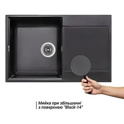 Кухонна мийка Lidz 790x495/230 BLM-14 (LIDZBLM14790495230), Чорний - мініатюра 3