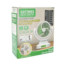 Вентилятор GDTIMES GD 8023, Solar+ вбудований акумулятор, 1*USB лампочка, Box - мініатюра 2