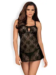 Пеньюар та трусики-стрінги Obsessive Behindy L/XL чорний - мініатюра 2
