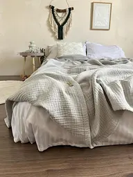 Покривало Zeintex Heaven муслінове бавовняне світло-сіре 240х280 см