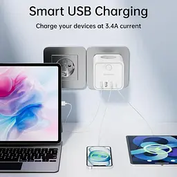 Зарядний пристрій Sameriver 7-в-1 з USB-портом Cube, 3 розетки та 1 USB-порт типу A з 3 USB-портами типу C - мініатюра 3