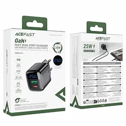 МЗП Acefast A114 PD25W GaN (1USB-A/1C) Black - мініатюра 5