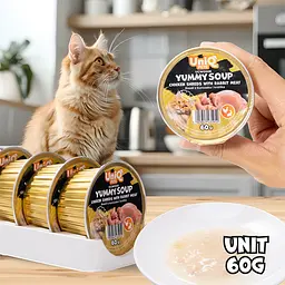 Суп для кішок UNIQ PETS CAT WET FOOD YUMMY SOUP з курячими шматочками та м'ясом кролика, 60 г - мініатюра 4