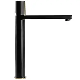 Змішувач для умивальника Rea Icon black L.gold чорний високий REA-B5681, Чорний - мініатюра 2