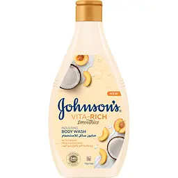 Гель для душу Johnson's Vita Rich Smoothies розслаблювальний з йогуртом, кокосом та екстрактом персика 400 мл