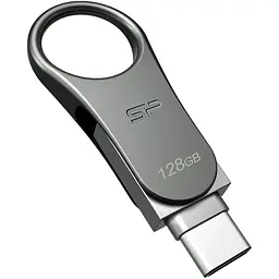 USB флеш-накопичувач Silicon Power Mobile C80 128GB USB-A + USB-C 3.2 Silver (SP128GBUC3C80V1S) [134979] - мініатюра 2