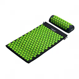 Килимок акупунктурний 4FIZJO Аплікатор Кузнєцова з валиком 72 x 42 см Black/Green 4FJ0043 (P-5907222931745)