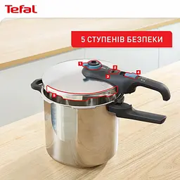 Скороварка Tefal Secure Trendy 6л з паровим кошиком нержавіюча сталь пластик kuh0014725 - мініатюра 4