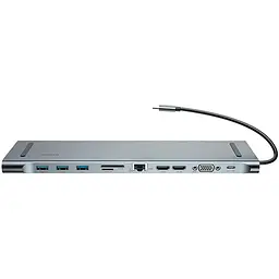 Usb-хаб Baseus Enjoyment Series Type-C Notebook (PD / HDMIx2 / VGA / RJ45 / SD / TF / Usbx3 / Adapter) Темно-сірий