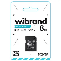 Карта пам'яті Wibrand microSDHC 8GB Class 10 + SD-адаптер - мініатюра 2