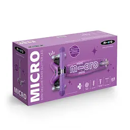 Самокат MICRO серії "Mini Deluxe Fairy Glitter LED" – ПУРПУРОВИЙ (до 50 kg, 3-х колісний, світло) Micro MMD207 - мініатюра 3
