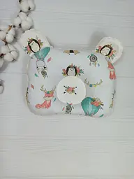 Дитяча ортопедична подушка 24×32 для новонароджених a.l.babybox Лісові мешканці Молочний