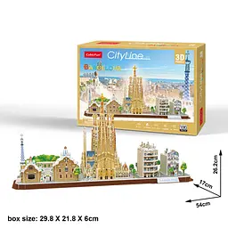 Пазл 3D CubicFun City Line Barcelona, 186 елементів (MC256h) - мініатюра 3