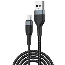 Кабель Foneng X51 Spiral Braided Cable USB - micro USB (M/M), 3 A, 1 м, Чорний (X51-CA-MU)
