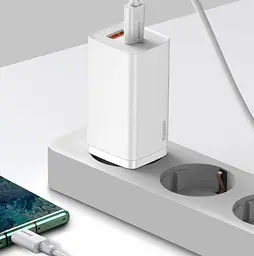 Мережевий зарядний пристрій Baseus GaN2 Lite Quick Charger C+U 65W White (CCGAN2L-B02) [78683] - мініатюра 6