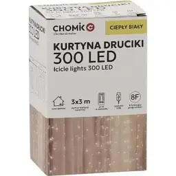Гірлянда Chomik Штора 3 х 3 м 300 LED Теплий білий USB з пультом (5900779879997) - мініатюра 2