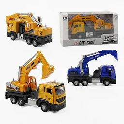 Екскаватор CLM32K, металопластик, інерція, звук, світло, ківш, гумові колеса (В асортименті) - мініатюра 2