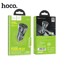 Автомобільний зарядний пристрій HOCO Z47A Transparent Discovery Edition 1PDout/1USB/QC/PD30W/3A чорний - мініатюра 4