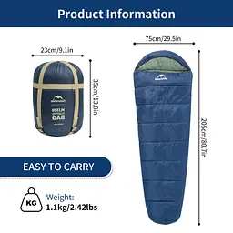 Спальник з капюшоном Naturehike MJ300 CNK2300SD014, темно-блакитний - мініатюра 2