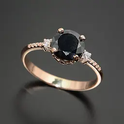 Каблучка з червоного золота з чорним каменем 18 K-0265 - мініатюра 4