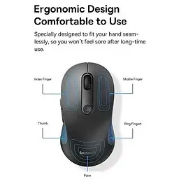 Миша комп'ютерна Baseus F02 Ergonomic Wireless Mouse black - мініатюра 6