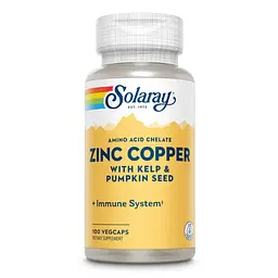 Цинк і мідь із бурими водоростями (келп) та насінням гарбуза Zinc Copper 100 вегетаріанських капсул