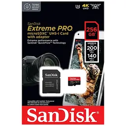 Карта пам'яті SanDisk 256 GB microSDXC UHS-I U3 Extreme Pro+SD Adapter (SDSQXCD-256G-GN6MA) - мініатюра 5