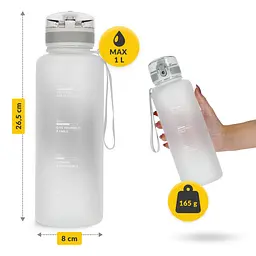 Пляшка для води 4FIZJO спортивна 1000 мл Grey (P-5905973404273) - мініатюра 3