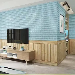 Самоклейка декоративна 3D панель 3D Loft під бірюзову цеглу 700x770x7мм - мініатюра 3