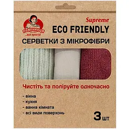 Серветка з мікрофібри універсальна Помічниця Eco Friendly Suprem 30 x 30 см 3 шт