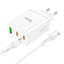 МЗП Hoco N33 Start PD35W (1USB-A/2C) + кабель Type-C to Type-C White - мініатюра 3