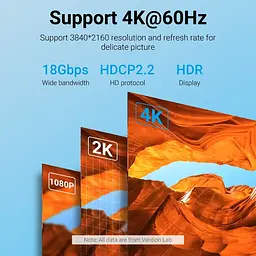Кабель HDMI M-M, 1.0 м, V2.0, 4K 60Гц PVC сірий Vention - мініатюра 7