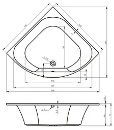 Ванна акрилова Rho Atlanta 140x140 BB7000500000000 Білий - мініатюра 3