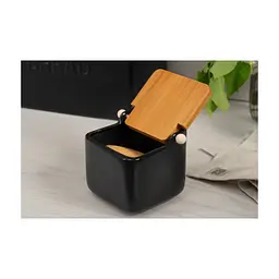 Цукорниця ARDESTO Midori 12х12х11см, 840мл, кераміка, бамбук, чорна (AR0907B) - мініатюра 9