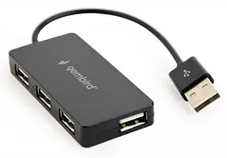 Хаб USB Gembird UHB-U2P4-04, чорний, USB 2.0 - 4xUSB 2.0, кабель 15 см
