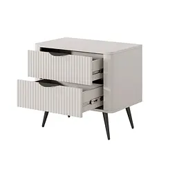 Тумба приліжкова Perfect Home Ланте / Lante з 2 шухлядами і чорними ніжками 2S Беж (PFH-091185) - мініатюра 2