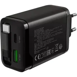 Зарядний пристрій Canyon 1xUSB-C PD65W + 1xUSB QC3.0 + cable USB-C to USB-C black (CNS-CURC65ACB) - мініатюра 6