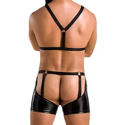 Комплект еротичної чоловічої білизни Passion 047 SET JOHN XXL/XXXL Black, труси, портупея - мініатюра 2