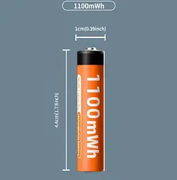 Акумуляторні батареї 1100mWh Li-Ion 1.5v AAА мізинчикові акумулятори із зарядкою від USB Type-C Pujimax 2шт - мініатюра 4