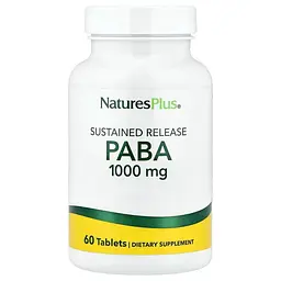 Пара-амінобензойна кислота Natures Plus PABA 1000 mg Sustained Release, 60 таблеток