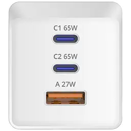 Зарядний пристрій Sigma 2xUSB-C PD65 Вт + 1xUSB QC3.0 GaN X-power PS65-01 білий (4827798637715) - мініатюра 4