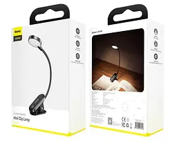 Міні лампа-прищіпка Baseus з акумулятором Comfort Mini Clip Lamp 350 мА·ч 3 режими Гнучкість 360° Чорний - мініатюра 10
