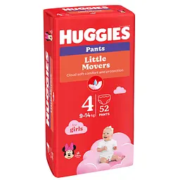 Підгузки-трусики для дівчаток Huggies Little Movers Pants 4 (9-14 кг) 52 шт. - мініатюра 2