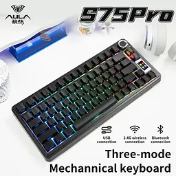 Механічна бездротова клавіатура AULA S75 Pro / 75% / Три режими підключення / Seyia Switch / Black - мініатюра 2