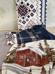 Турецька новорічна постільна білизна First Choice фланель Nature navy blue сімейна - мініатюра 10