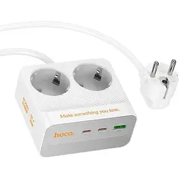 Подовжувач мережевий Hoco Descanso 2-socket PD desktop charger AC27 (L=2M) 1USB/2Type-C, 30W/3A