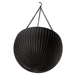 Горщик для рослин Keter Rattan Hanging Sphere з ланцюжками підвісний темно-коричневий 8.6 л - мініатюра 3