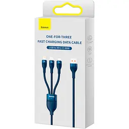 Кабель Baseus Flash Series Ⅱ 3-in-1 Cable USB to MicroUSB+Lightning+Type-C 66W 1.2m CASS040003 Blue - мініатюра 6